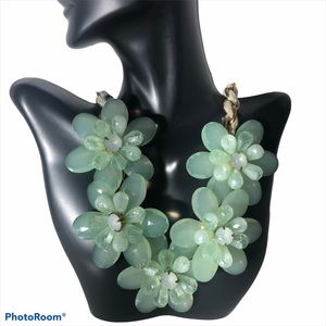 Faux Jade Flower Necklace